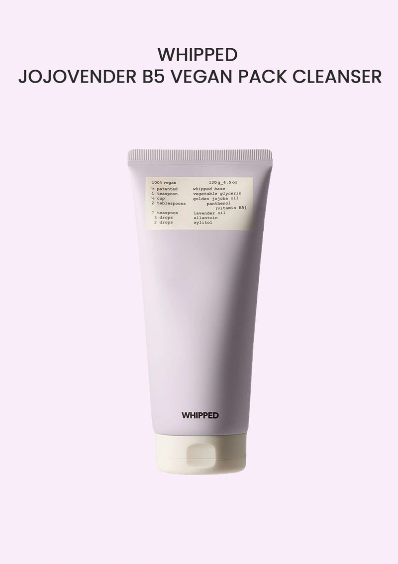 Tube of Jojobaverder B5 Vegan Pack Cleanser on a light purple background