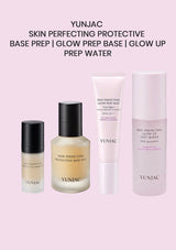 Yunjac skincare products on a pink background