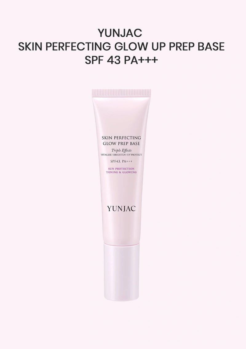 YUNJAC Skin Perfecting Glow Up Prep Base SPF 43 PA+++ on a white background