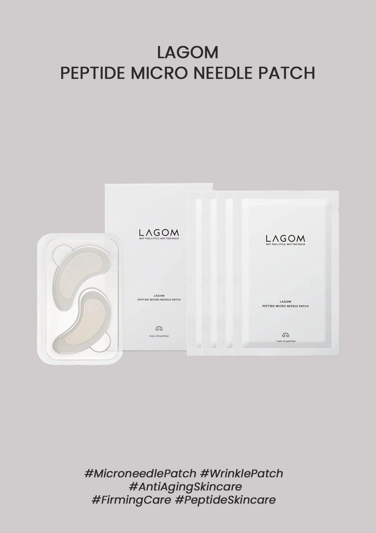Lagom Peptide Micro Needle Patch packaging on a gray background