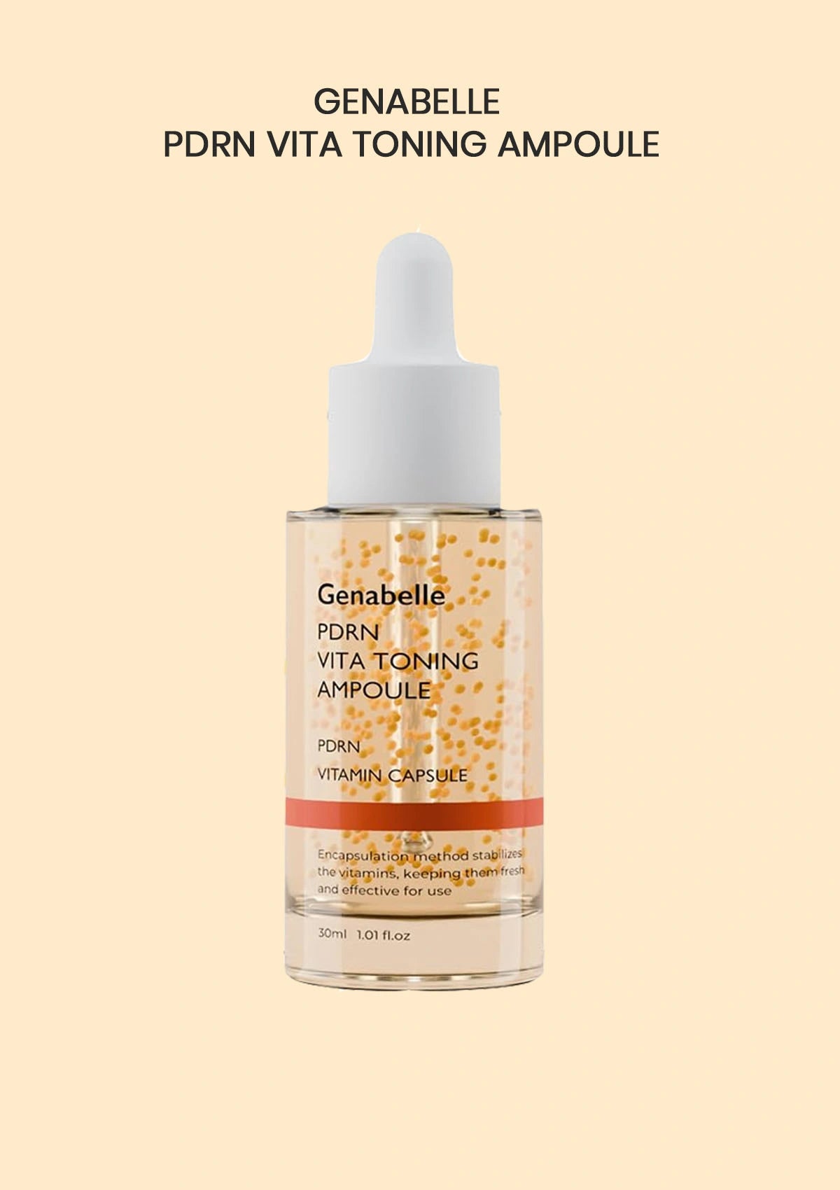 Genabelle PDRN Vita Toning Ampoule bottle on a beige background