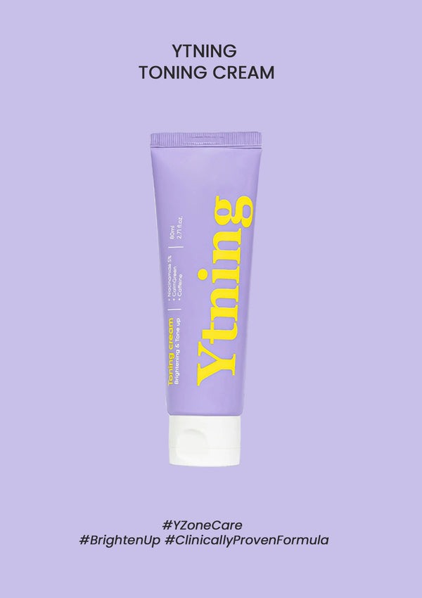 Ytning toning cream tube on a light purple background