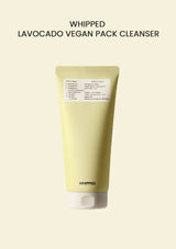 Whipped Lavocado Vegan Pack Cleanser tube on a beige background