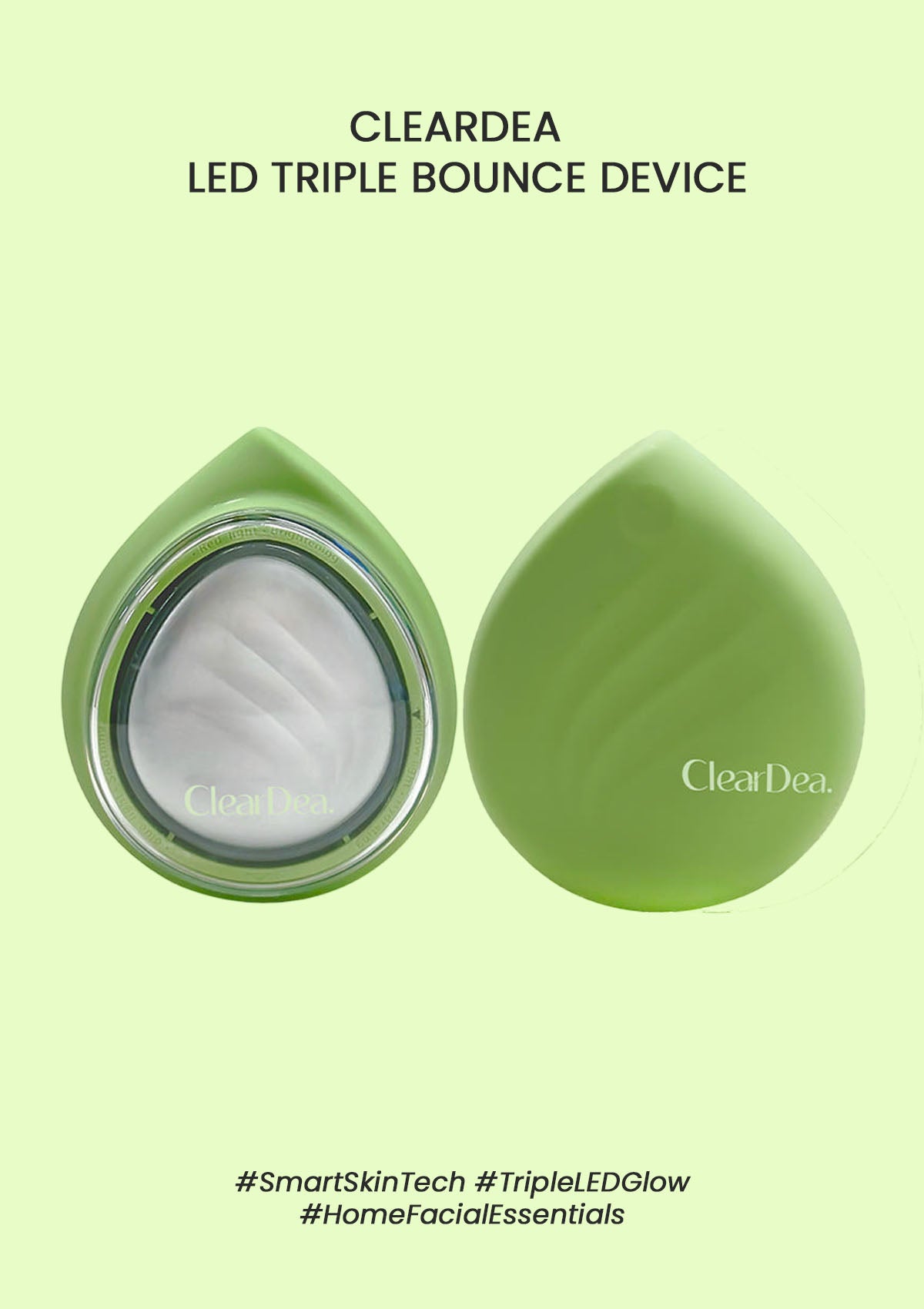 Green LED triple bounce device with 'ClearDea' branding on a light green background
