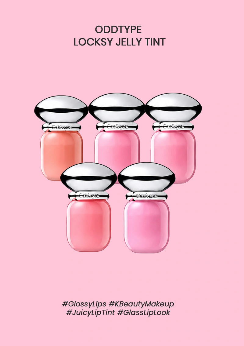 Locksy Jelly Tint lip products on a pink background with 'ODDTYPE' branding.