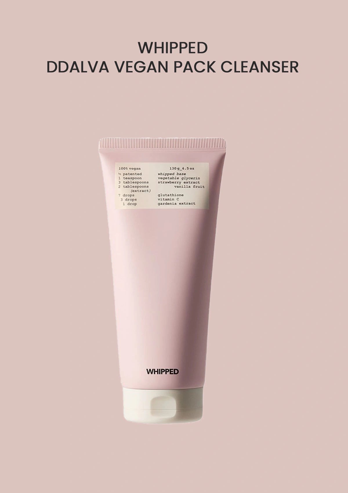 Pink tube of DDALVA Vegan Pack Cleanser on a pink background