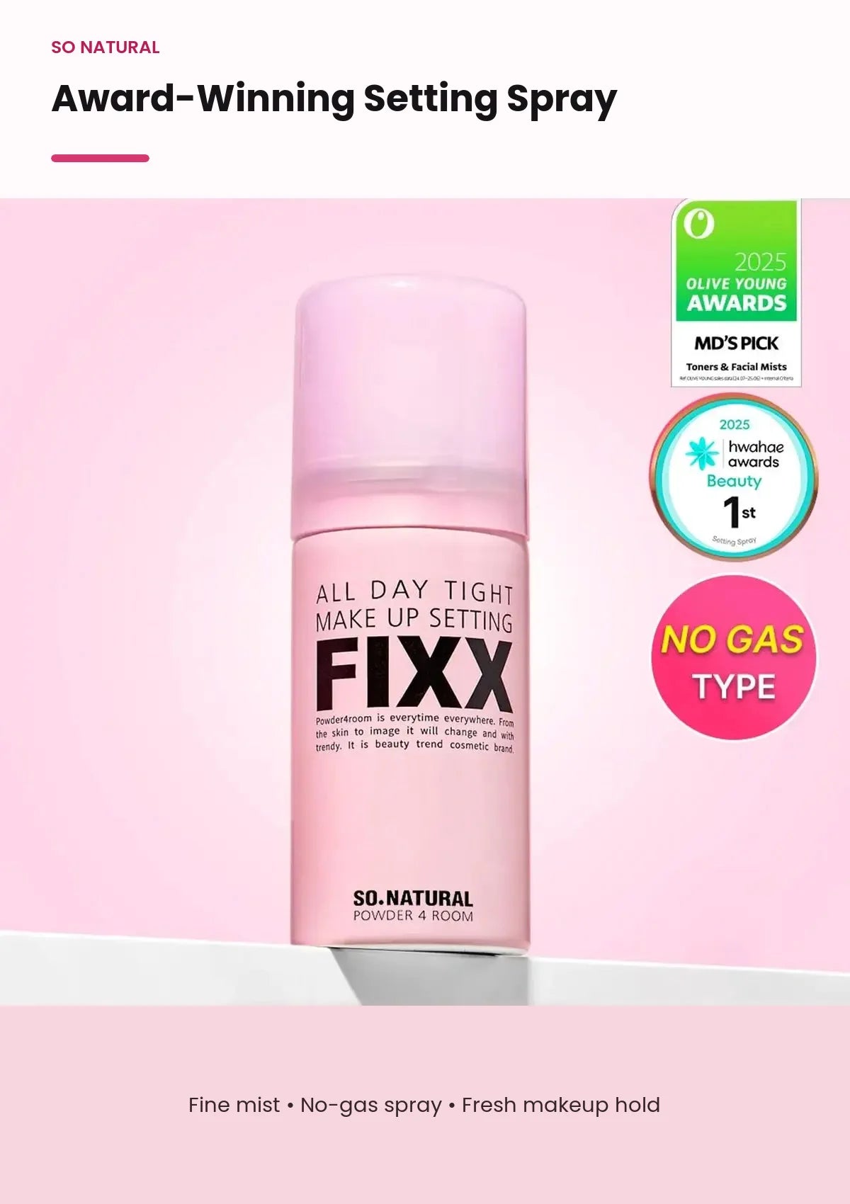 SO NATURAL All Day Tight Makeup Setting Fixer award-winning setting spray