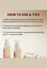 Skincare product with usage instructions on a beige background