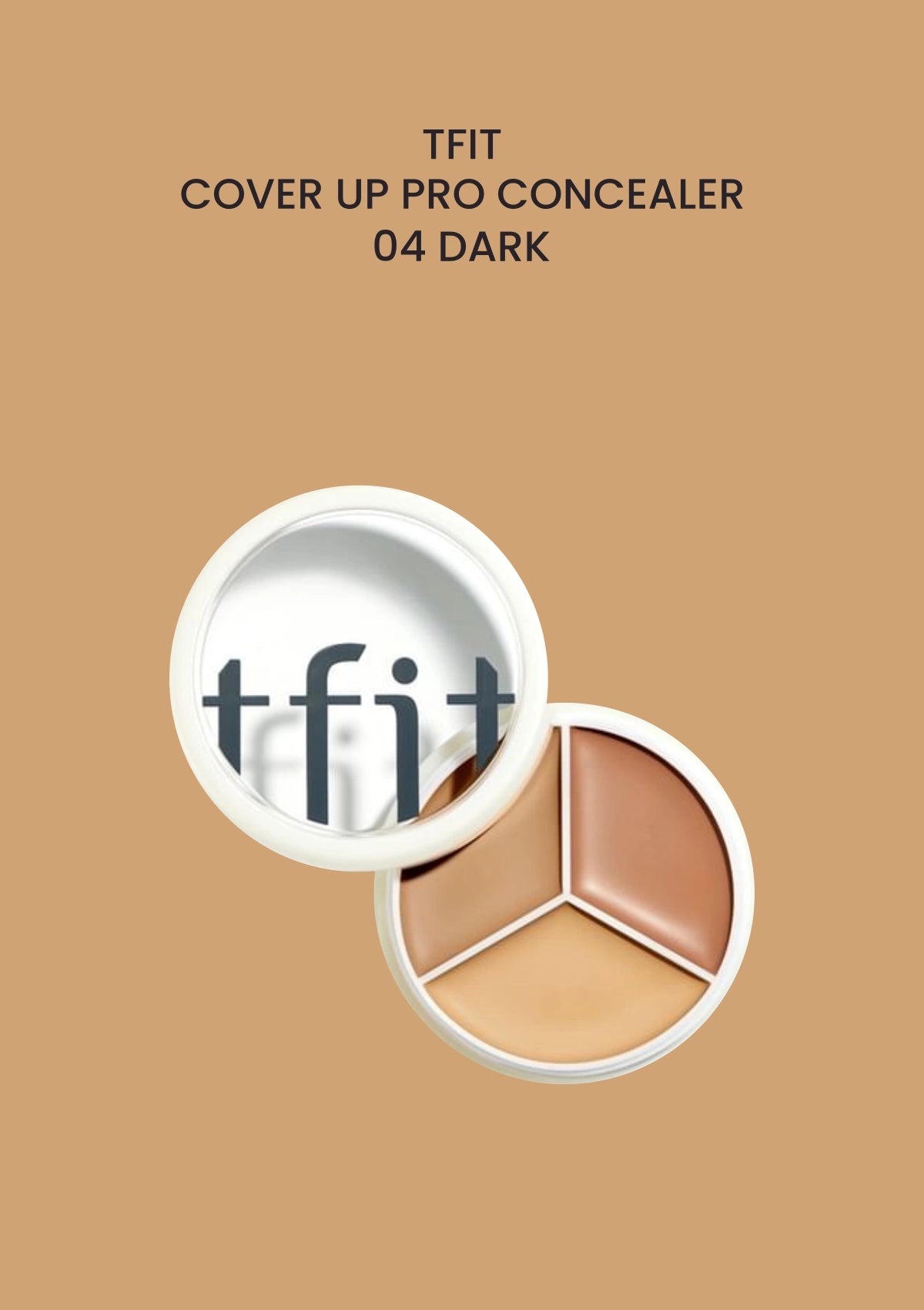 TFIT COVER UP PRO CONCEALER 04 DARK on a solid caramel tan background