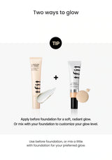 TFIT Glow Filter Art Primer — before foundation or mixed with foundation