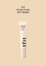 TFIT GLOW FILTER ART PRIMER on a solid champagne background