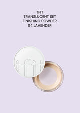TFIT Translucent Set Finishing Powder 04 Lavender, renewed packaging on a shade-matched background