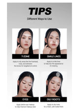 Complete TFIT application guide for the T-zone, smile lines, eyelids and oily hair roots, with each photograph and caption intact
