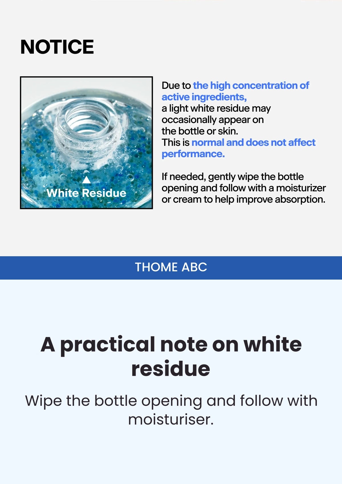 THOME ABC — White-residue notice