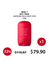 Red stick with 'Cellu-Light Stick' text on a white background with promotional text.