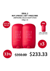 Promotional offer for Jakyoung Cellu-Light Stick with pricing and deal details on a white background.
