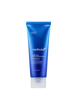 Blue tube of Medicube product on a white background