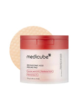 Medicube Red Succinic Acid Peeling Pad with a red lid on a white background