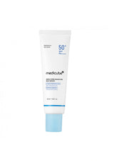 Tube of Medicube sunscreen with SPF 50+ on a white background