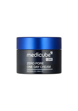 Medicube Zero Pore One Day Cream jar with blue lid on a white background