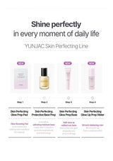 YUNJAC Skin Perfecting routine comparison; Glow Prep Pad shown as brand reference, sold separately