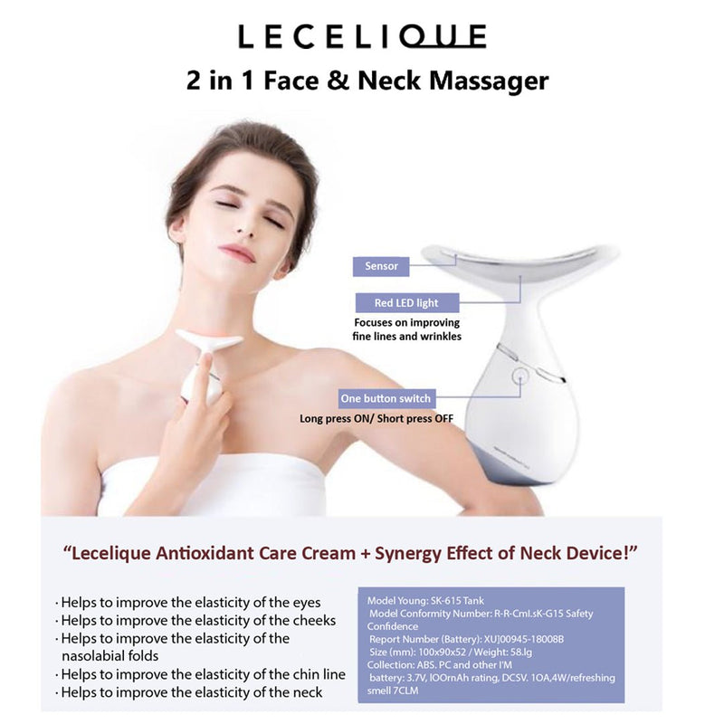 [LECELIQUE] Supreme Décolleté and Neck cream 50ml + 2 in 1 Face & Neck Massager - COCOMO