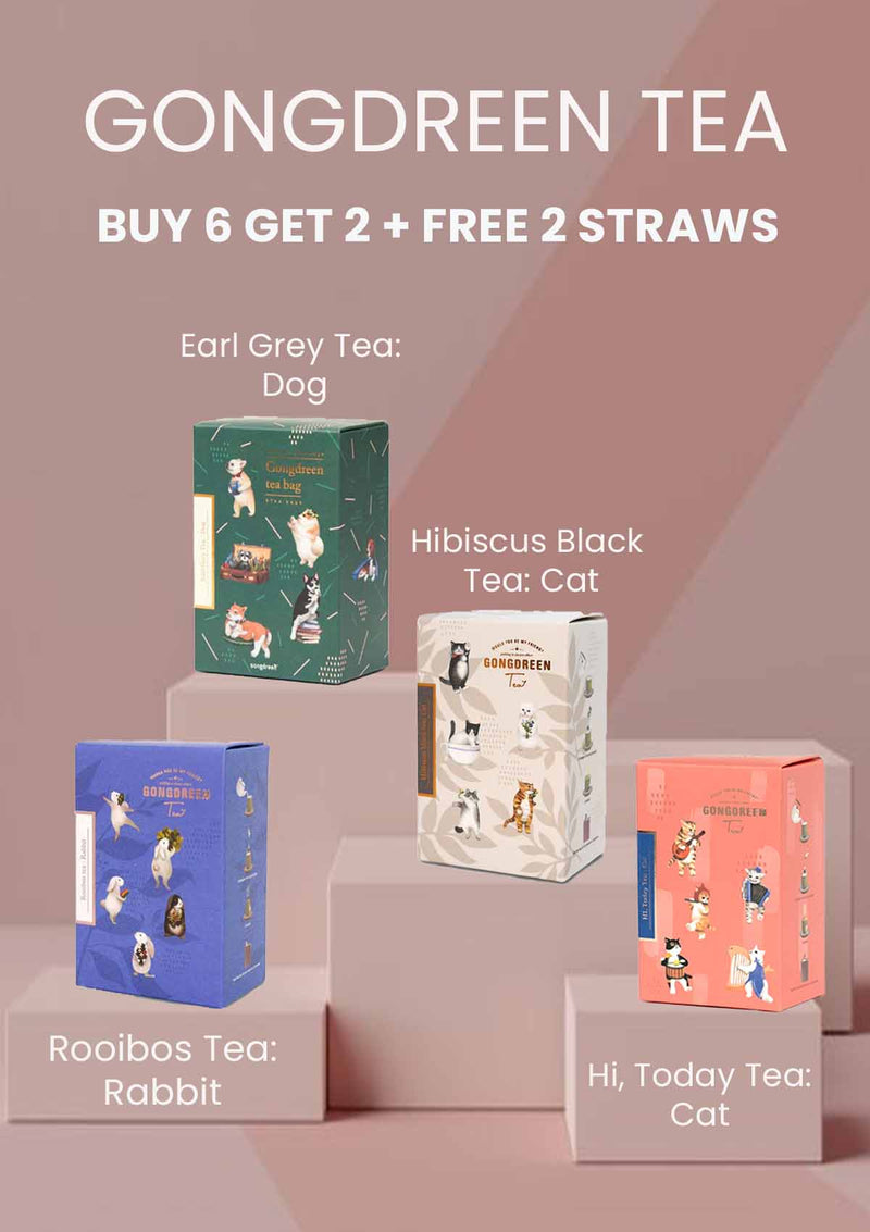 [GONGDREEN] (BUY 6 + 2 BOXES FREE + 2 STRAWS FREE) GONGDREEN TEA IN CAT DOG RABBIT - COCOMO