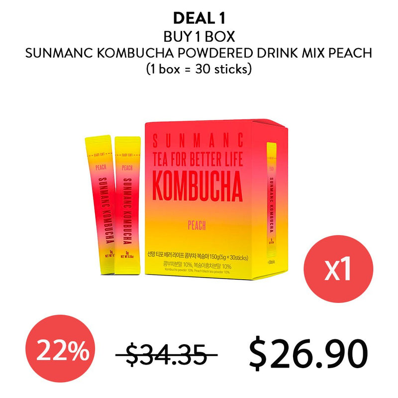 [SUNMANC] Tea For Better Life Kombucha - Peach 5g x 30sticks - COCOMO