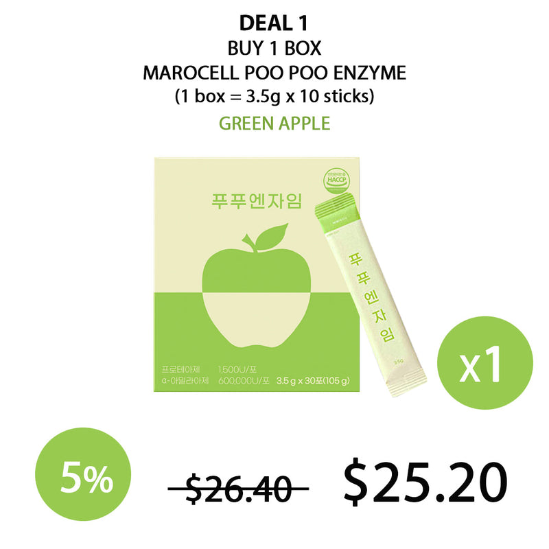 [MAROCELL] Poo Poo Enzyme Green Apple (1 Box = 3.5g x 10 Sticks)