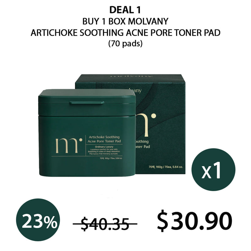 [MOLVANY] Artichoke Soothing Acne Pore Toner Pad 160ml (70 Pads)