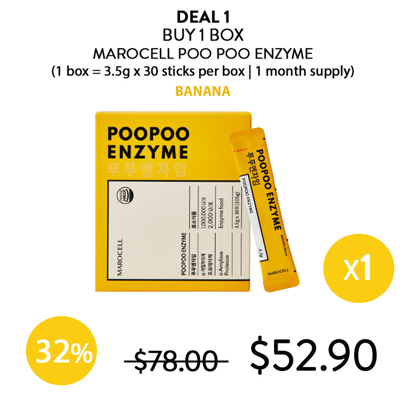 [MAROCELL] Poo Poo Enzyme Banana (1 Box = 3.5g x 30 Sticks)