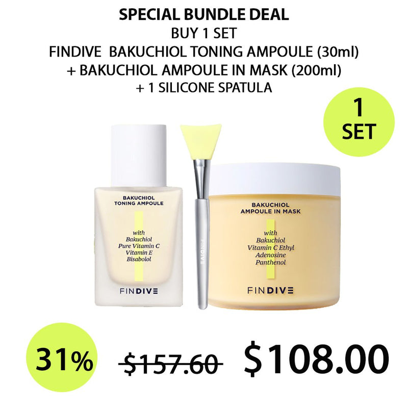 [FINDIVE] Bakuchiol Toning Ampoule (30ml) | Bakuchiol Ampoule In Mask (200ml) - COCOMO