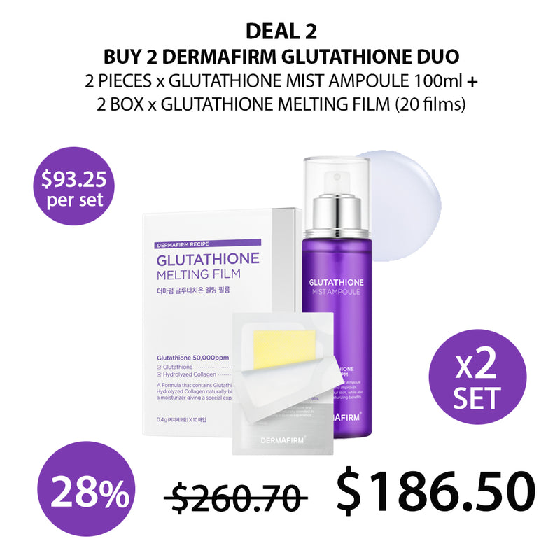 Dermafirm Glutathione Brightening Range Mist Ampoule & Melting Film COCOMO Dermafirm Glutathione Brightening Range Mist Ampoule & Melting Film COCOMO