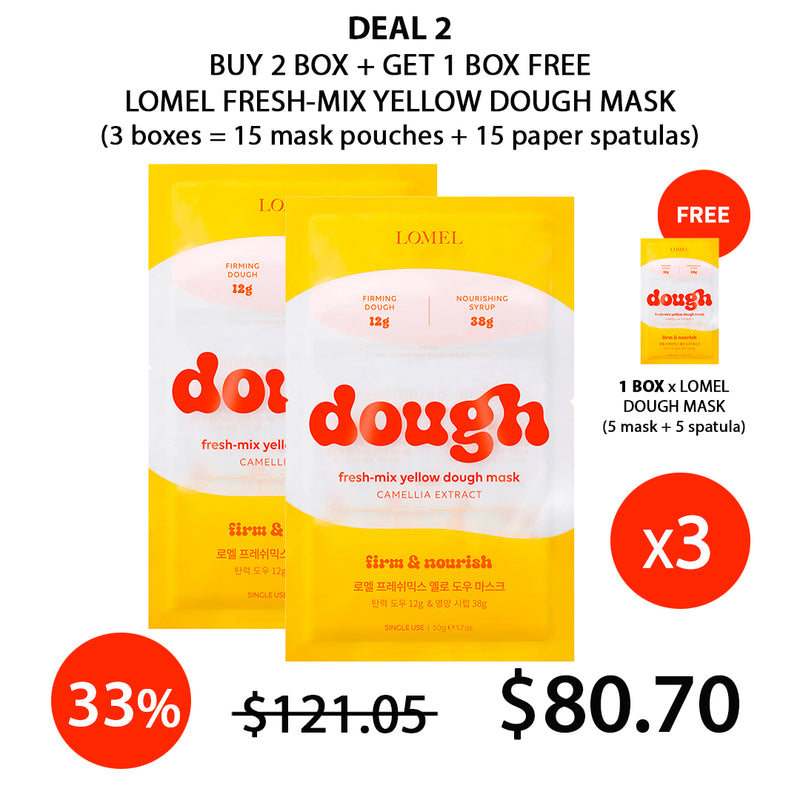 [LOMEL] Fresh-Mix Yellow Dough Mask (1 Box = 5 Pouches + 5 Paper Spatulas)