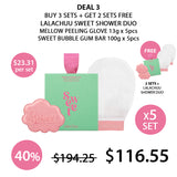 [LALACHUU] Sweet Shower Duo (Sweet Bubble Gum Bar + Mellow Peeling Glove)