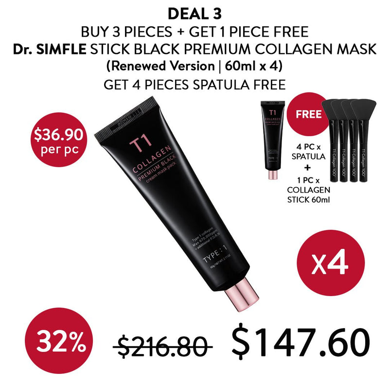 [Dr. Simfle] Stick Black Premium T1 Collagen 100 Mask 60ml - COCOMO