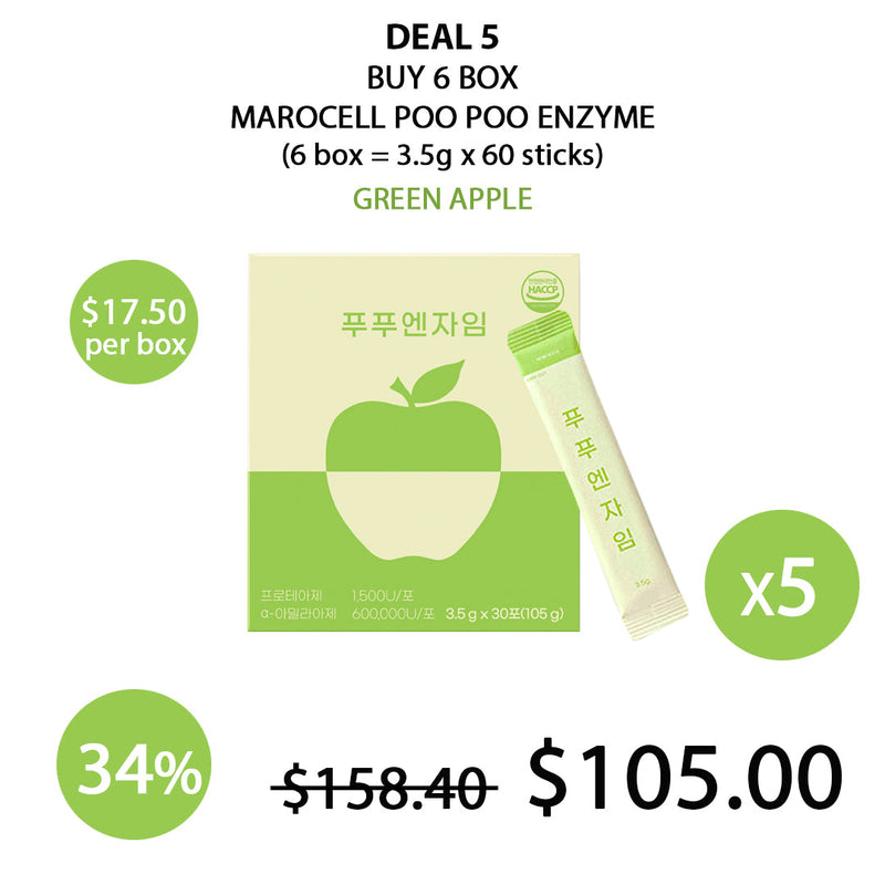 [MAROCELL] Poo Poo Enzyme Green Apple (1 Box = 3.5g x 10 Sticks)