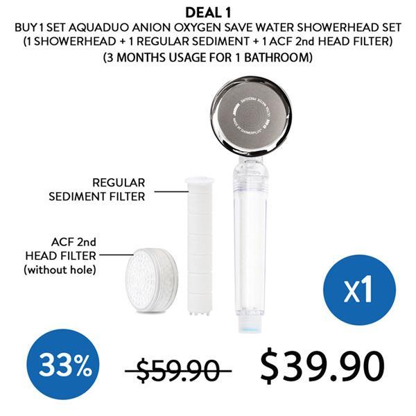 [AQUADUO] Anion Oxygen Save Water Showerhead Set