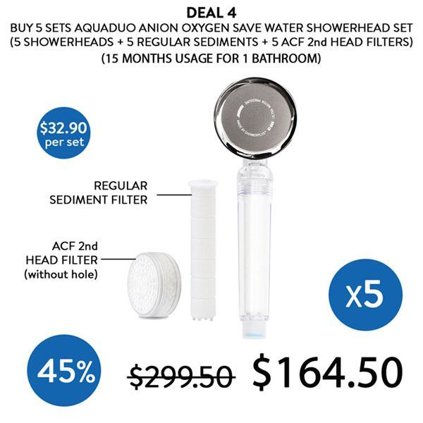 [AQUADUO] Anion Oxygen Save Water Showerhead Set