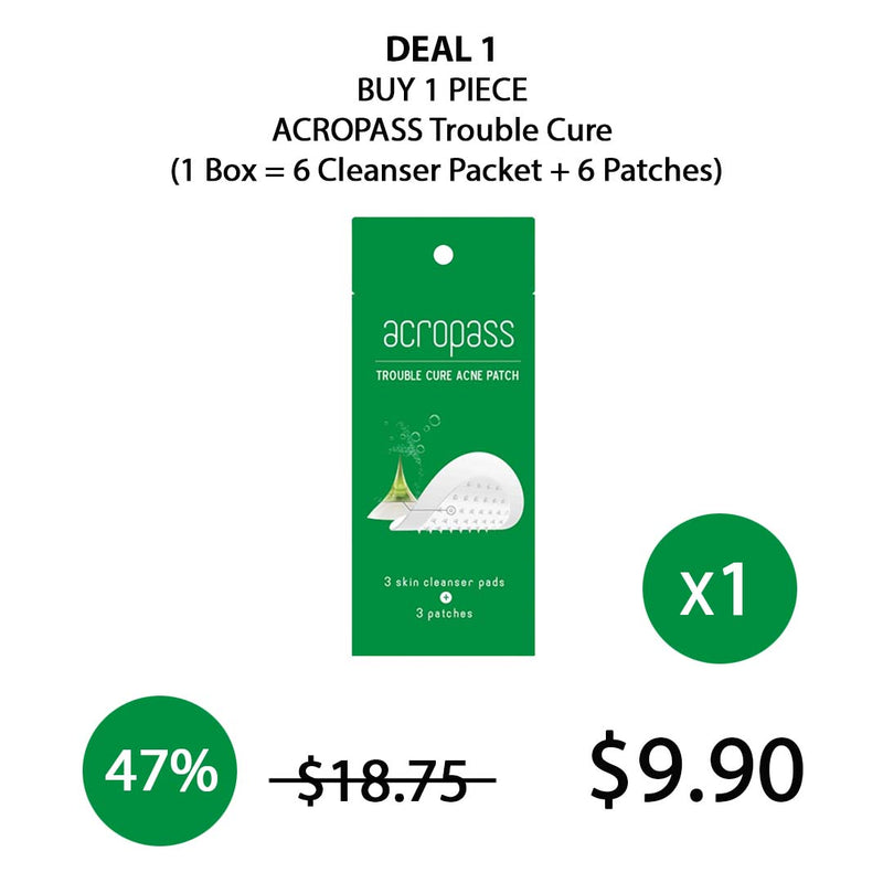 [ACROPASS] Trouble Cure Kit (1 Box = 6 Cleanser Packet + 6 Patches)