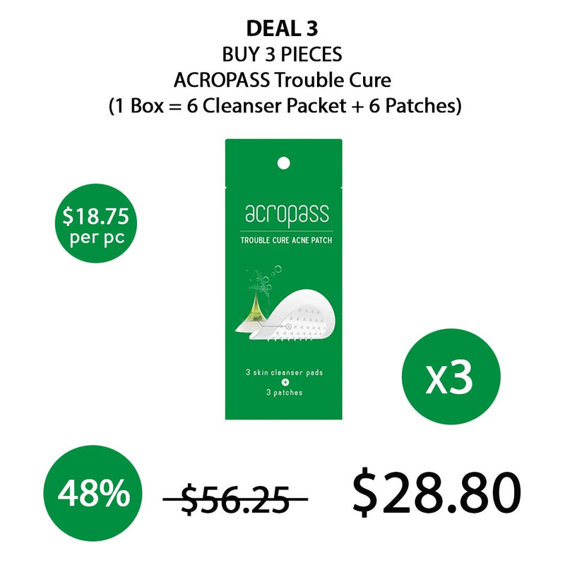 [ACROPASS] Trouble Cure Kit (1 Box = 6 Cleanser Packet + 6 Patches)