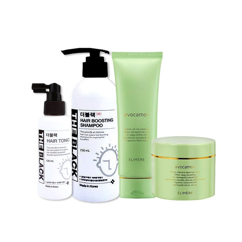 [THE BLACK] Hair boosting Shampoo 250ml/750ml & Hair Tonic 120ml + [Avocamo] Mask /Essence - COCOMO