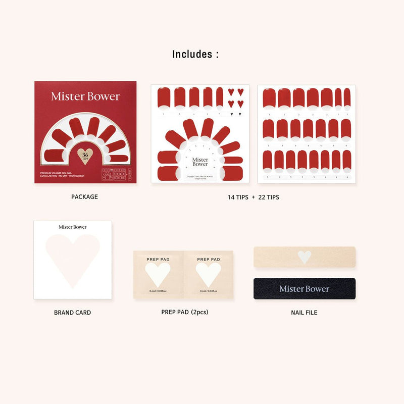 [Mister Bower] Volume Gel Nail - Red French - COCOMO