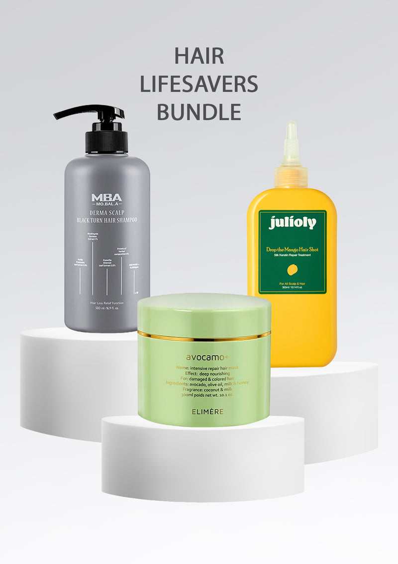 [BUNDLE]  MBA Shampoo 500ml | JULIOLY Silk Keratin Repair Treatment 300ml | AVOCAMO+ Hair Mask 300ml