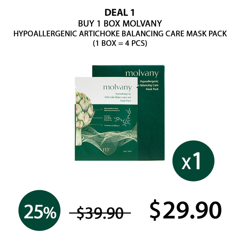 [MOLVANY] Hypoallergenic Artichoke Balancing Care Mask Pack (1 Box = 4 Mask Sheets)