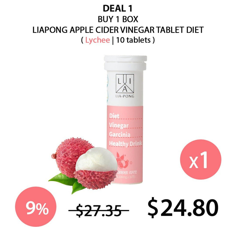 [LIAPONG] Apple Cider Vinegar Tablet Diet - Lychee 41g (4100mg x 10 tablets) - COCOMO