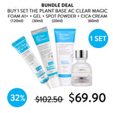 [THE PLANT BASE] AC Clear 4PC Bundle 1 Magic Gel + 1 Magic Cica Cream + 1 Magic Foam + 1 Spot Magic Powder - COCOMO