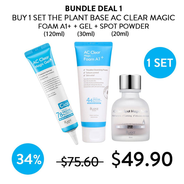 [THE PLANT BASE] AC Clear 3PC Bundle 1 Magic Gel + 1 Magic Foam + 1 Spot Magic Powder - COCOMO