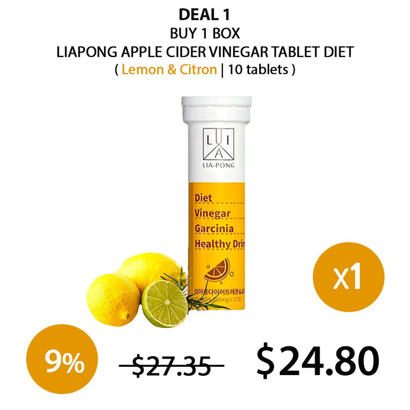 [LIAPONG] Apple Cider Vinegar Tablet Diet - Lemon and Citron 41g (4100mg x 10 tablets) - COCOMO