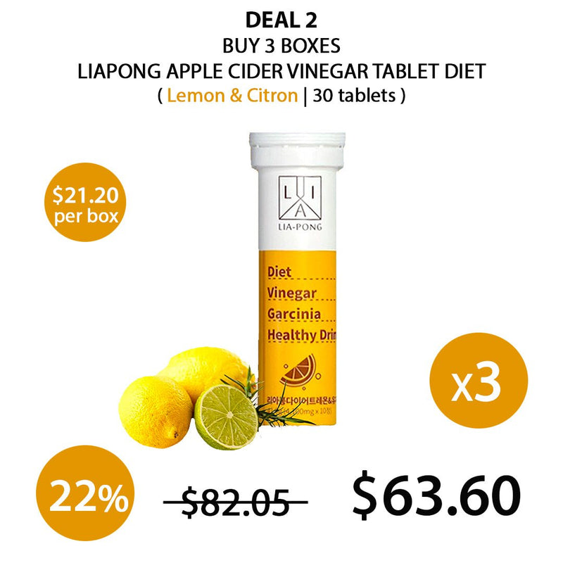 [LIAPONG] Apple Cider Vinegar Tablet Diet - Lemon and Citron 41g (4100mg x 10 tablets) - COCOMO